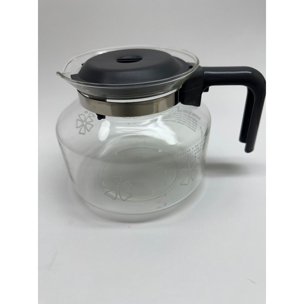 Mr. Coffee 12 Cup Glass Replacement Carafe Coffee Pot Black Handle Floral Design